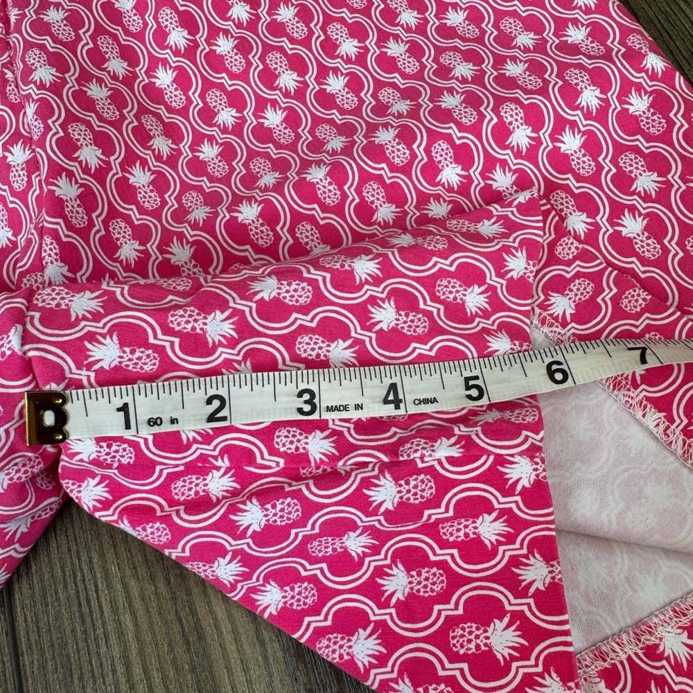 Lulu-B Pink and White Bermuda Shorts hot pink Geometric Pattern PINEAPPLE - Picture 7 of 7